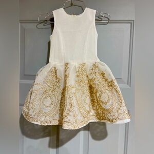 David charles  Ivory gold  Bridesmaid Gown girls size 4 dress golden color!